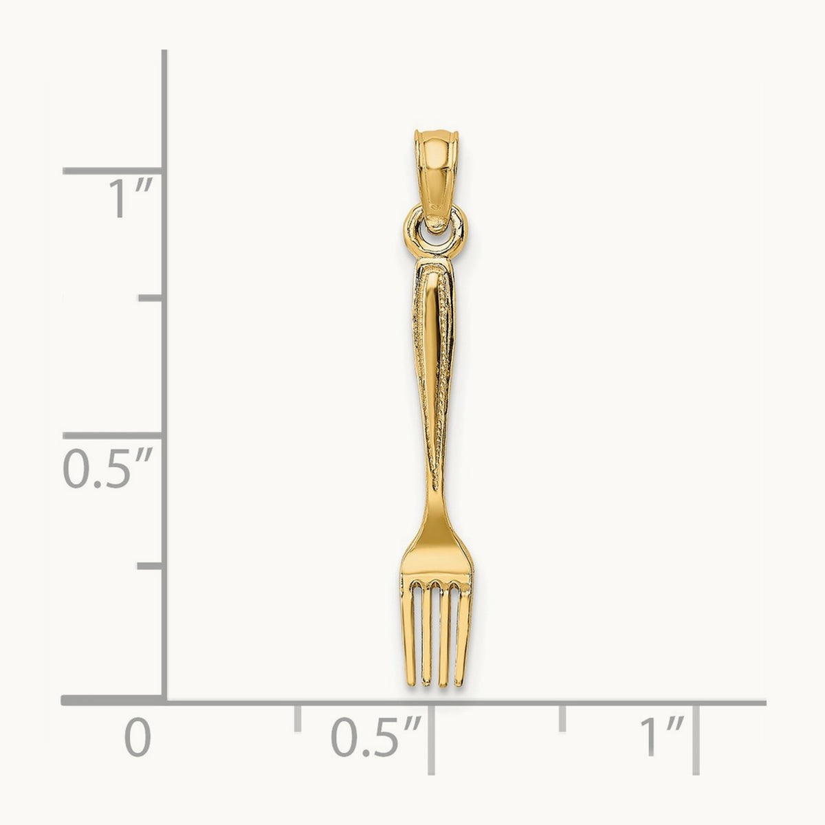3-D and Polished Table Fork Charm, 14K