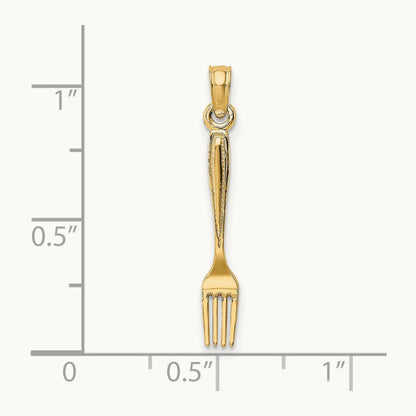 3-D and Polished Table Fork Charm, 14K