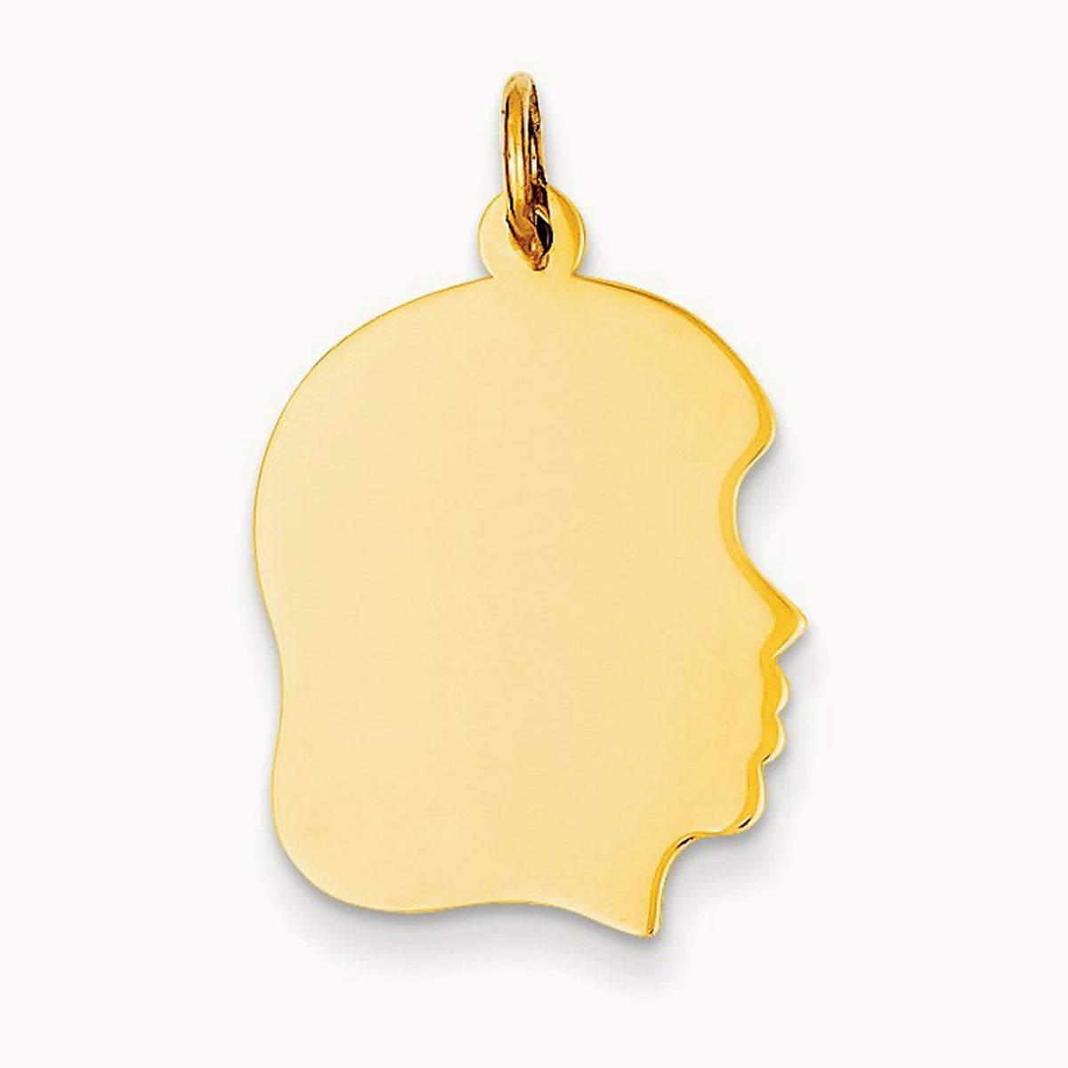 Plain Medium .027 Gauge Facing Right Engravable Girl Head Charm — 27mm