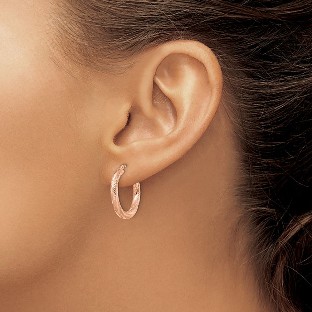 Textured Hinged Hoop Earrings — Leslie's — 10K Rose Gold
