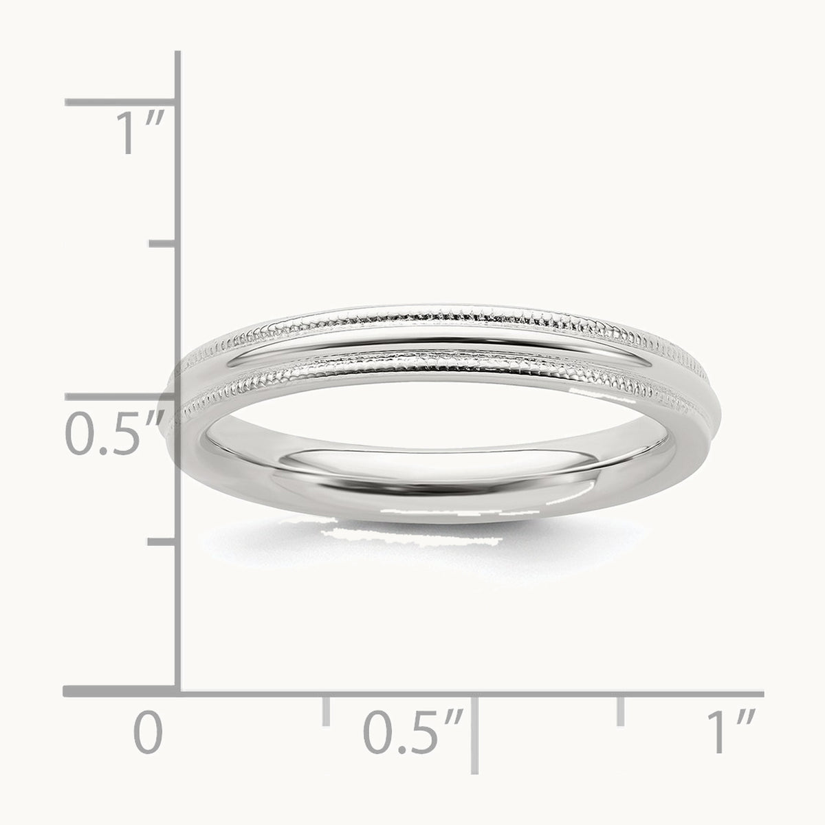 Sterling Silver 3mm Comfort Fit Half Round Milgrain Band