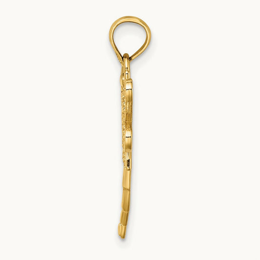 Dragonfly w/Beaded Filigree Wings Charm, 14K