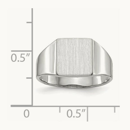 8.5x9. Closed Back Signet Ring, 5mm, 14K White Gold