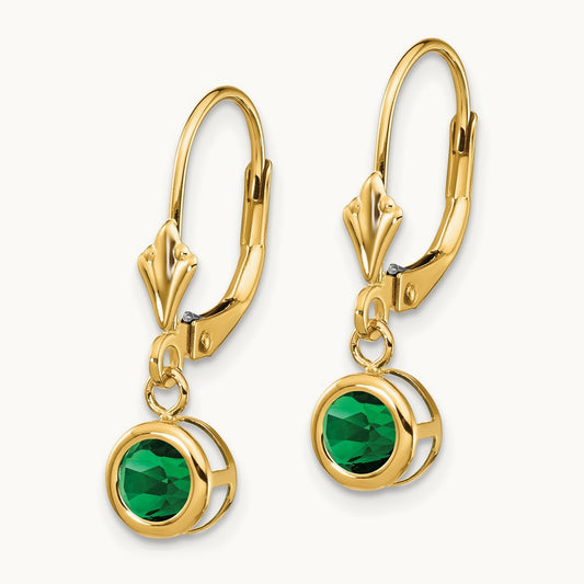 Mount St. Helens Leverback Earring, 5mm, 14K