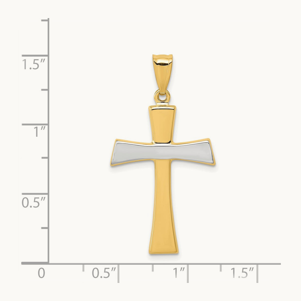 /Rhodium Polished Cross Pendant, 14K White Gold
