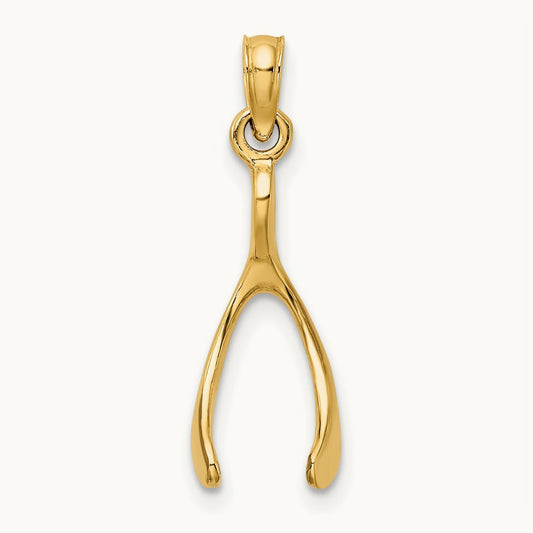 Wishbone Pendant, 14K