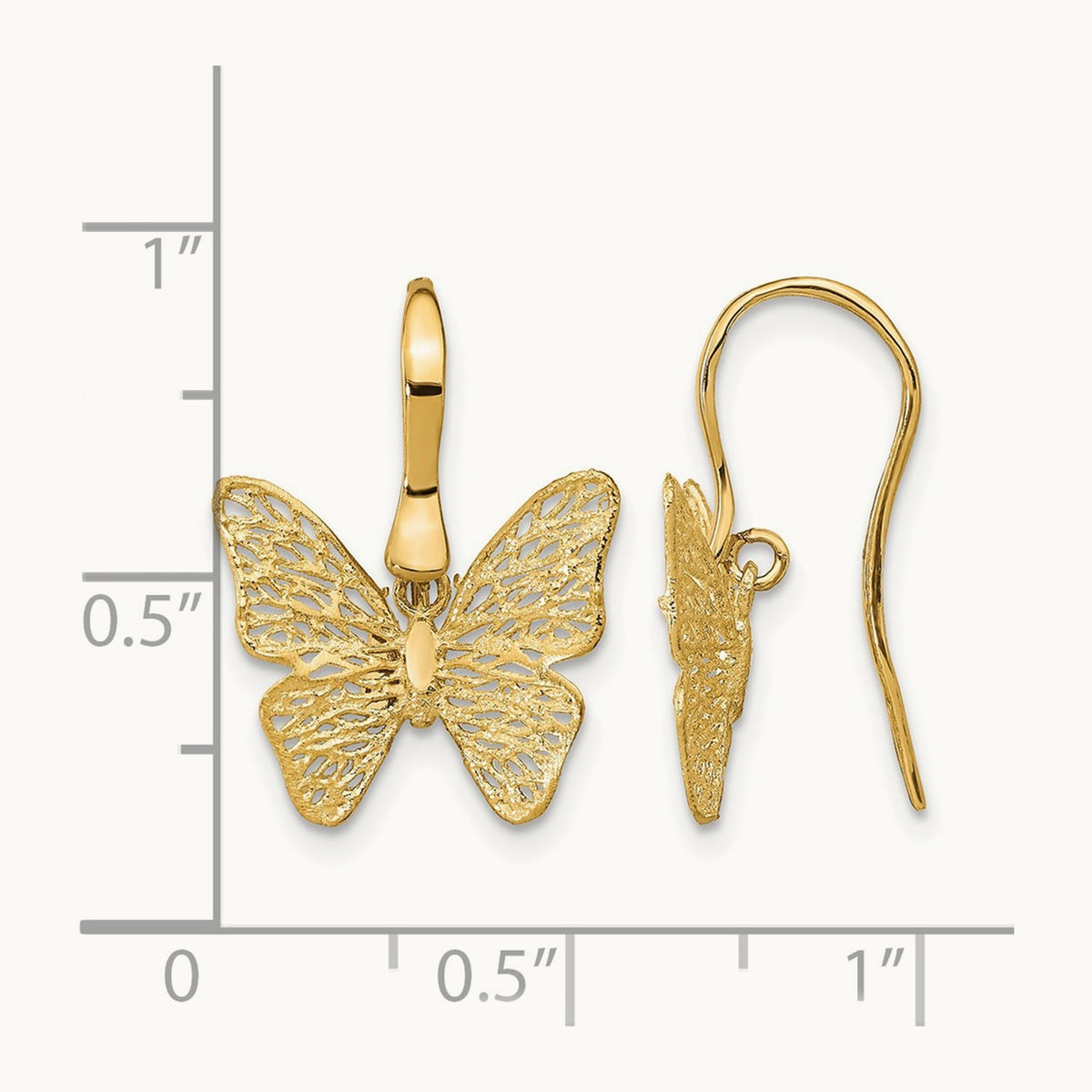 Polished Filigree Butterfly Earrings, 14K — Leslie's