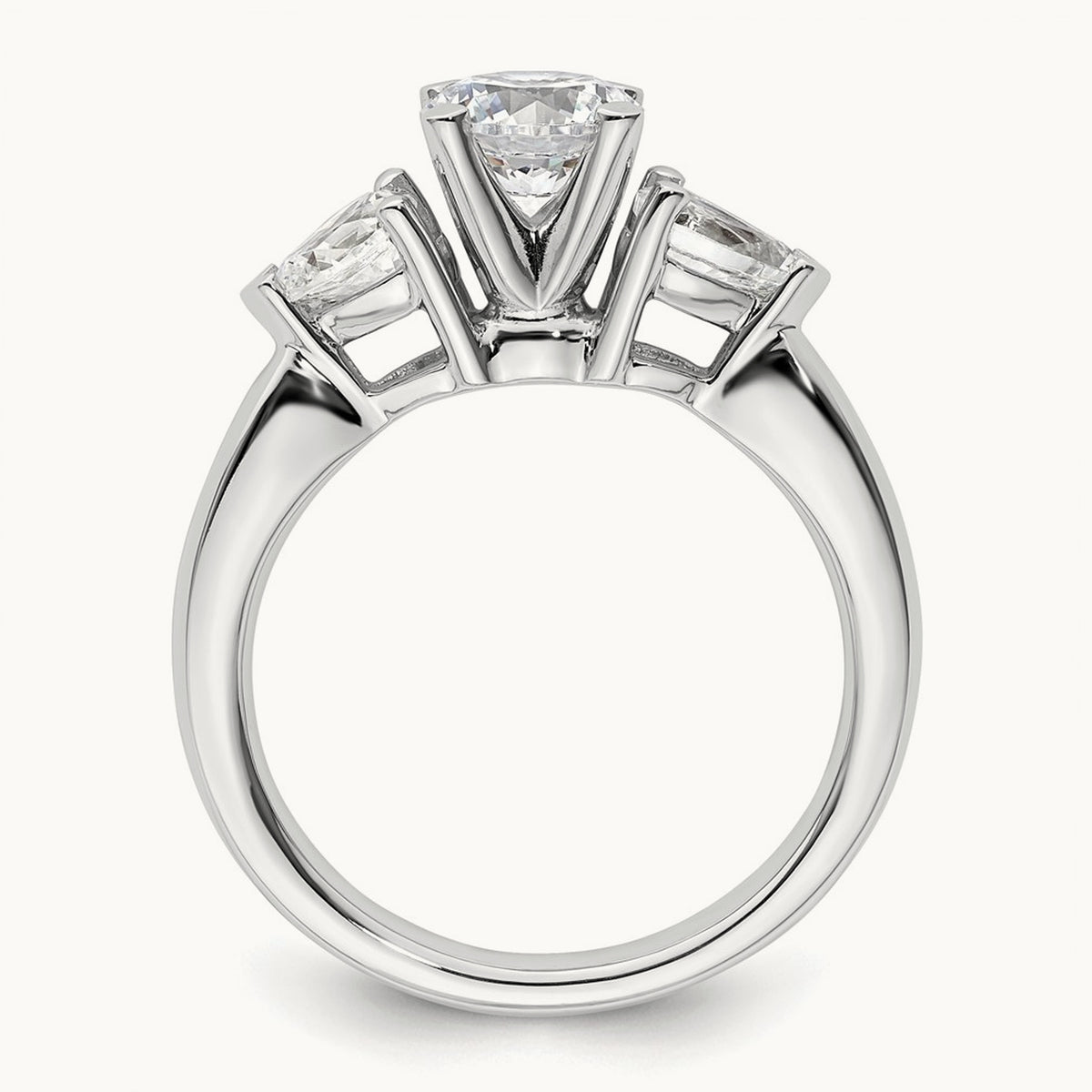 3-Stone Diamond Peg Set Semi-mount Engagement Ring, 14K White Gold