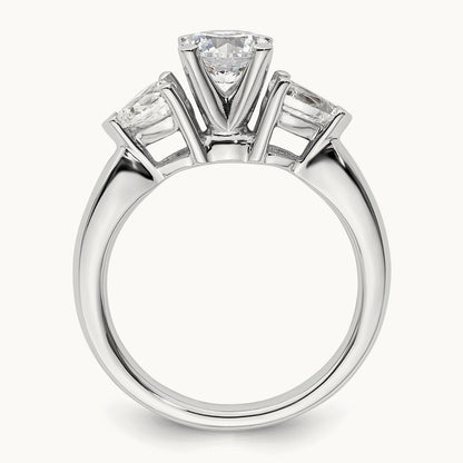 3-Stone Diamond Peg Set Semi-mount Engagement Ring, 14K White Gold