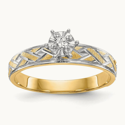 AA Quality Trio Complete Engagement Ring, 14K