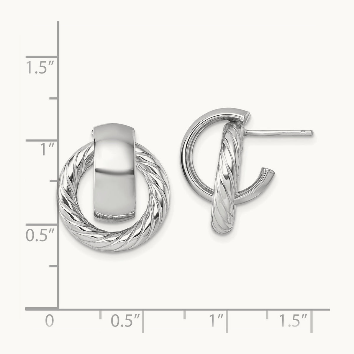 Polished and Twisted Circle Post Earrings — 14K Two-Tone Gold