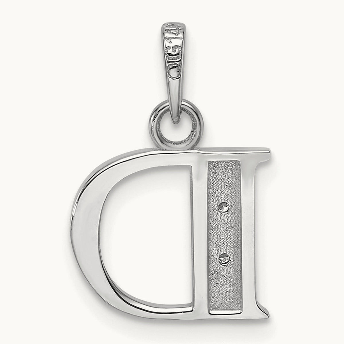 Diamond Letter D Initial Pendant, 14K White Gold