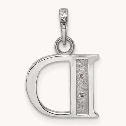 Diamond Letter D Initial Pendant, 14K White Gold