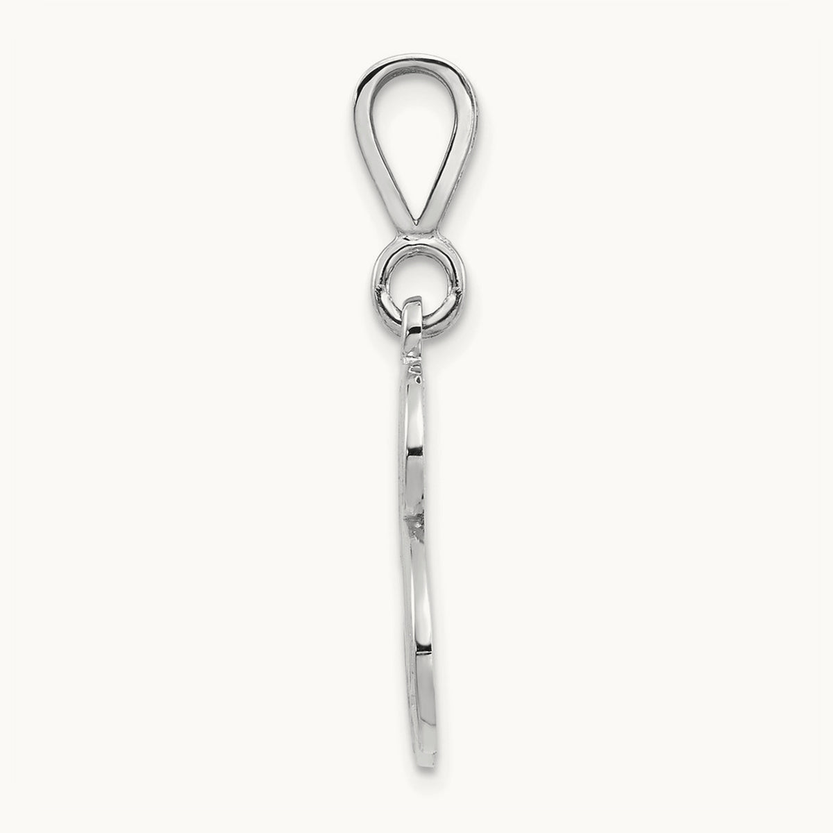 Solid Polished Script Filigree Initial Pendant — B