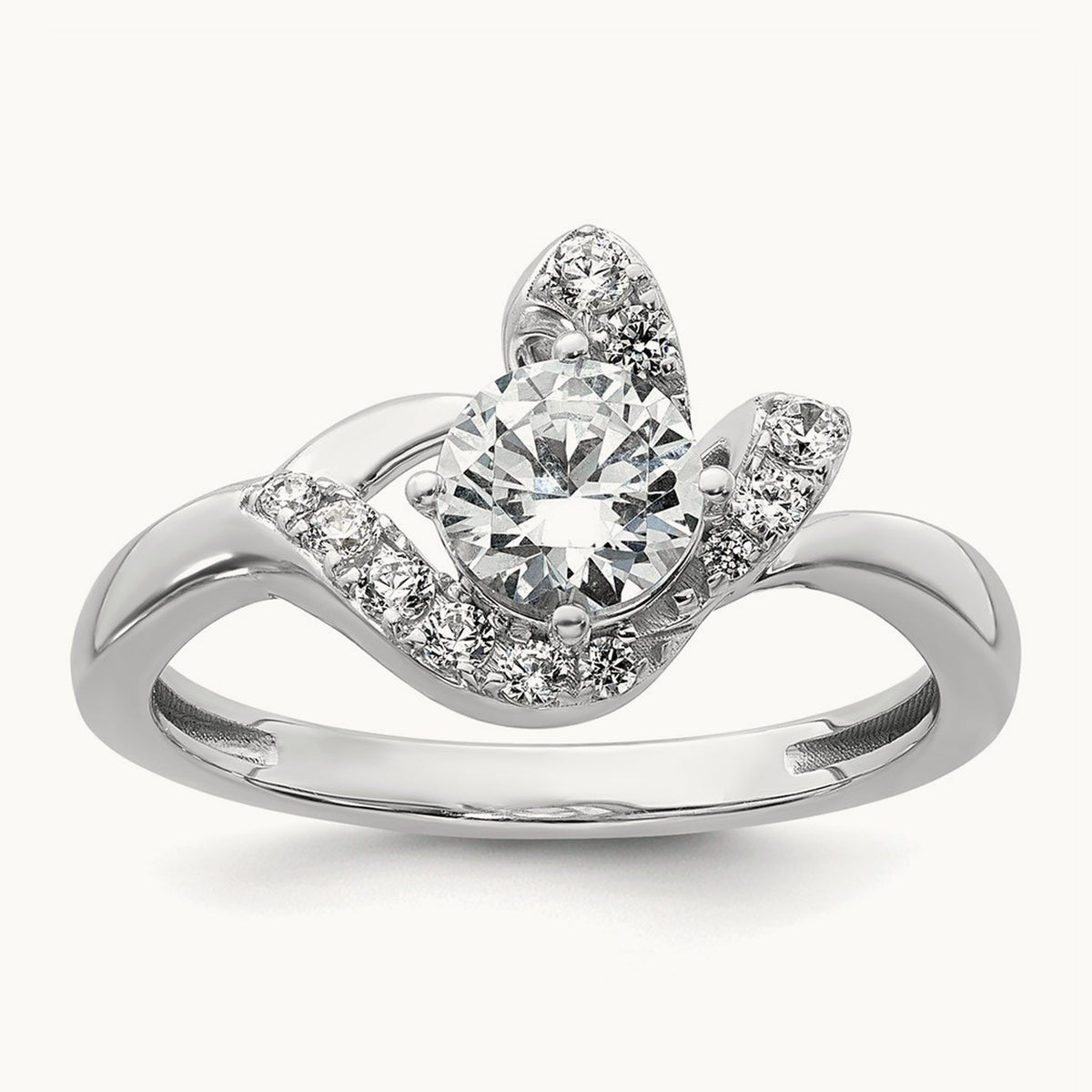 Round Engagement Ring, 0.75 ct tw Lab-Grown Diamond — 14K White Gold