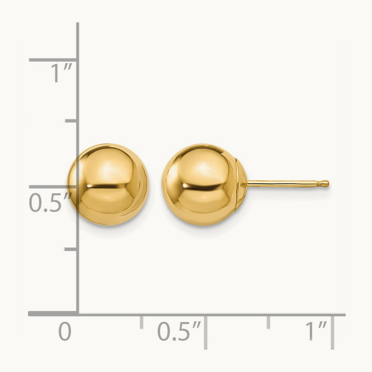 Polished Ball Post Earrings — 14K Yellow Gold, 8mm