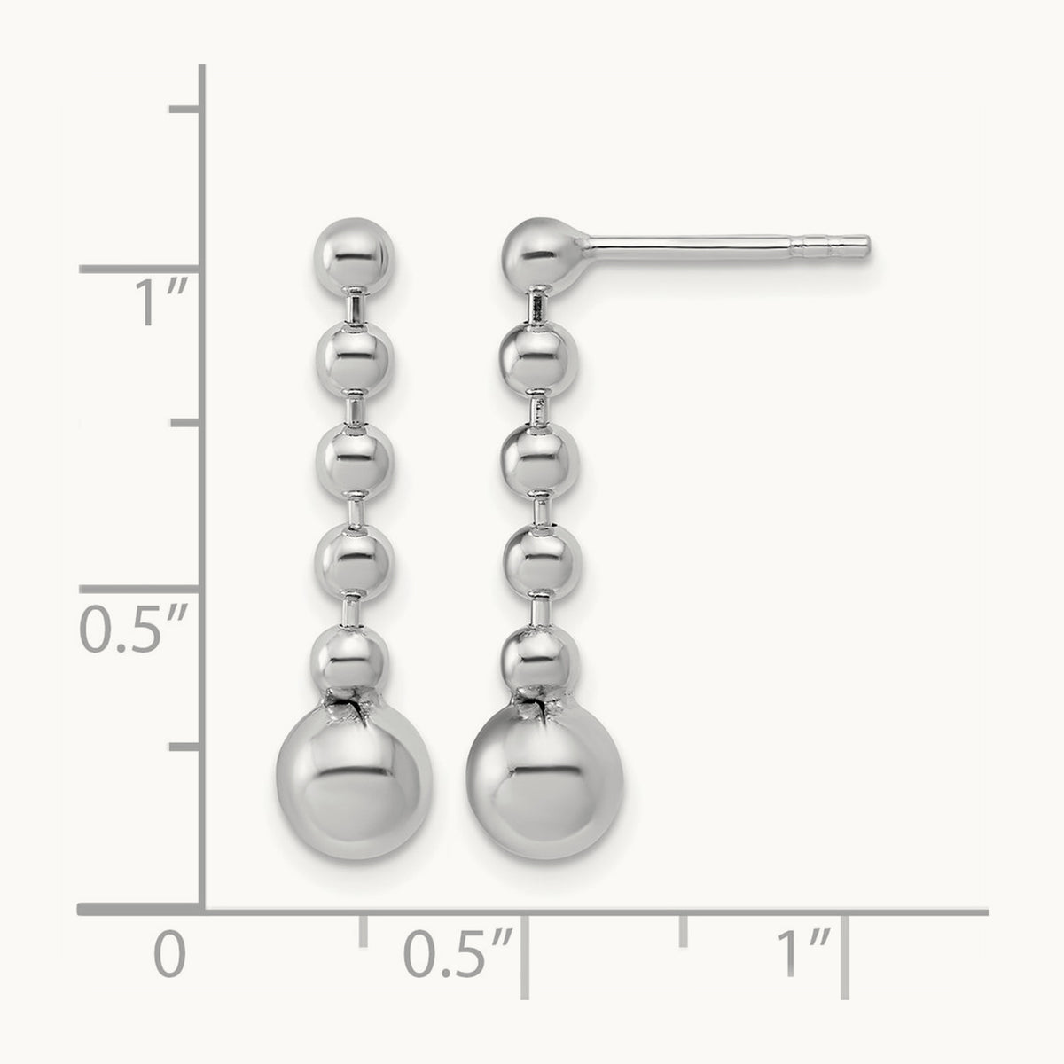 RH-Plated Polished Beaded Post Dangle Earrings, Sterling Silver — Leslie's