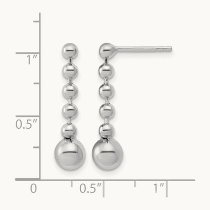 RH-Plated Polished Beaded Post Dangle Earrings, Sterling Silver — Leslie's