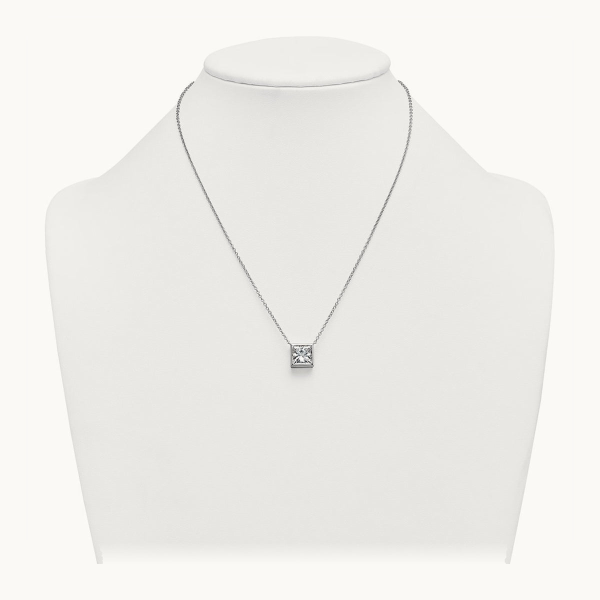 Princess Bezel Set Pendant, 1.00-4.00 ct tw Lab-Grown Diamond — 4 ct, 14K White Gold