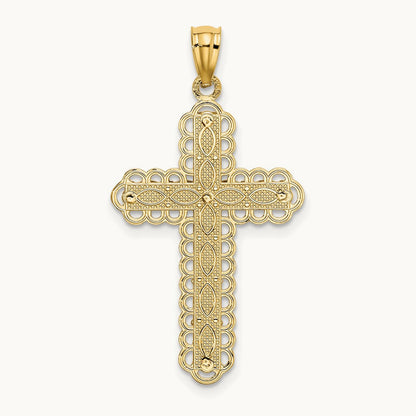 Polished 2 Level Cross Pendant — 34mm