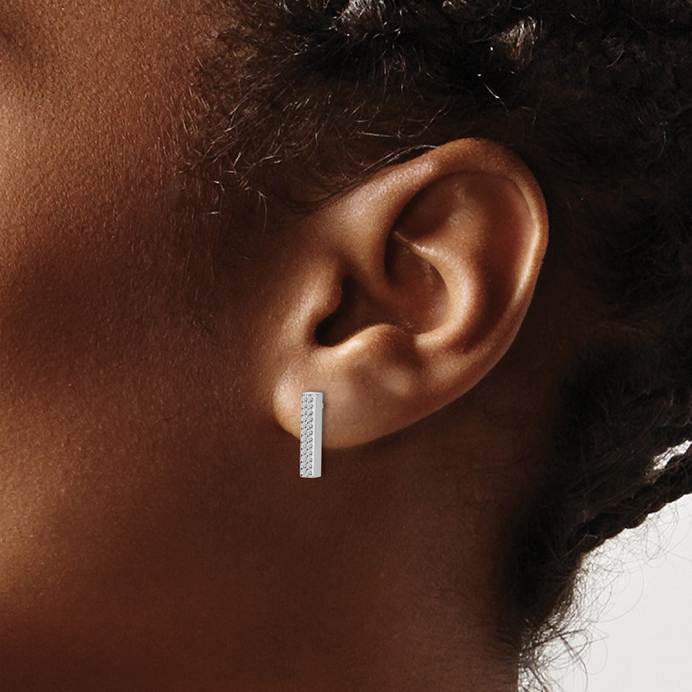 Textured Bar Post Earrings — 14K White Gold