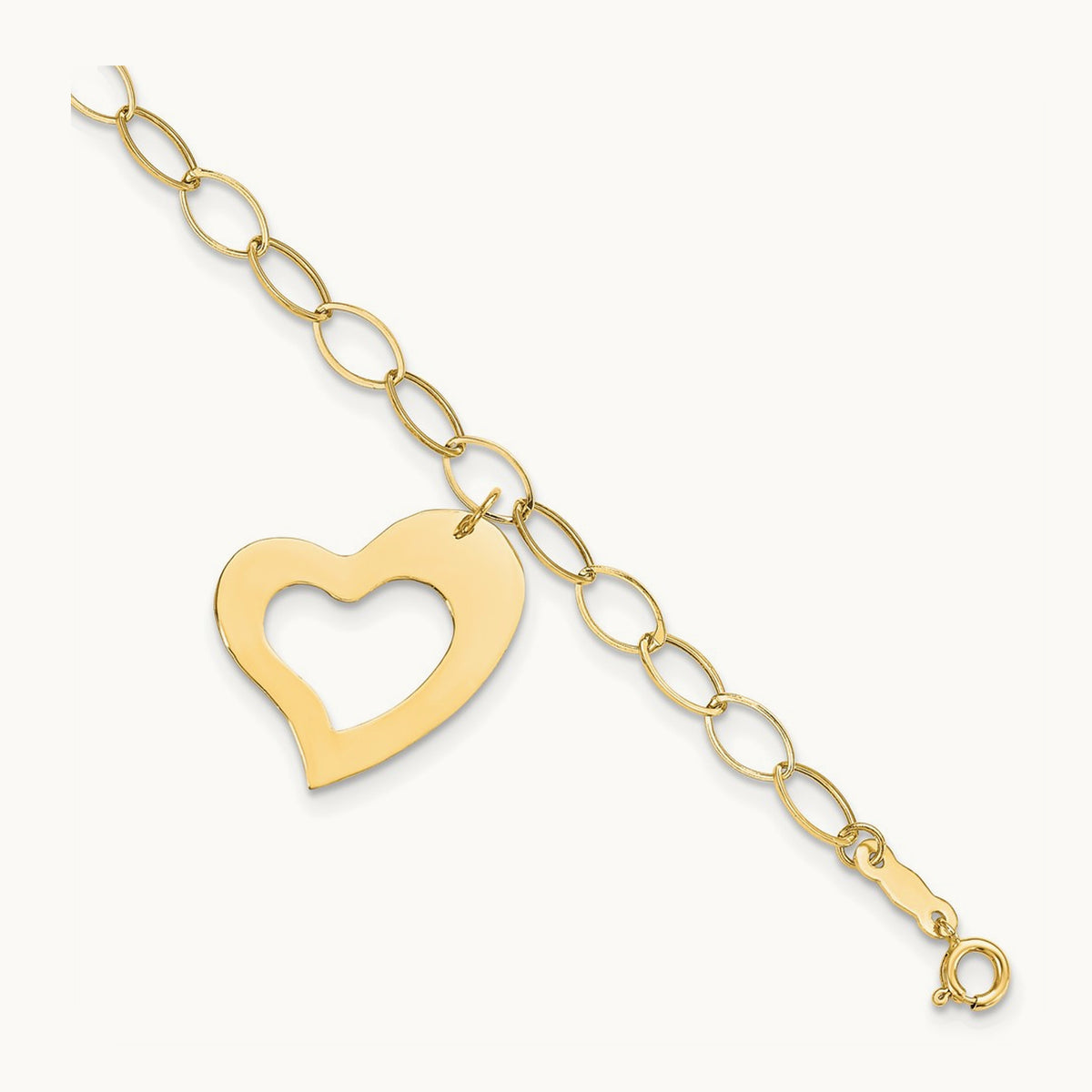 Dangle Heart Bracelet — 14K Yellow Gold, 7.25mm