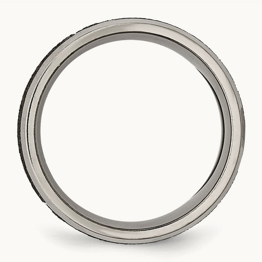 Brushed & Polished Cross Laser Design Beveled Edge Band — photo set