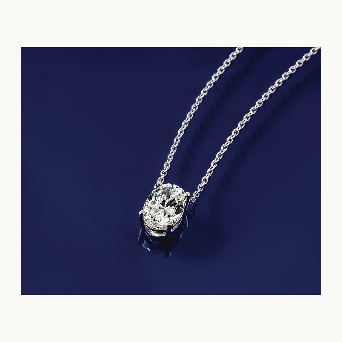 Oval Pendant Necklace, 0.25-4.00 ct tw Lab-Grown Diamond — 3 ct, 14K White Gold
