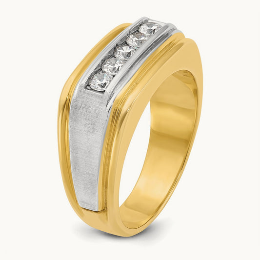 IBGoodman Men's Polished & Satin 5-Stone Diamond Ring, 14K Two-tone