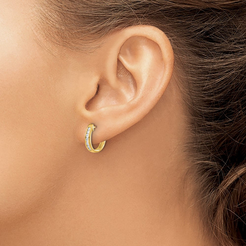 Diamond Hinged Hoop Earrings — 14K Yellow Gold