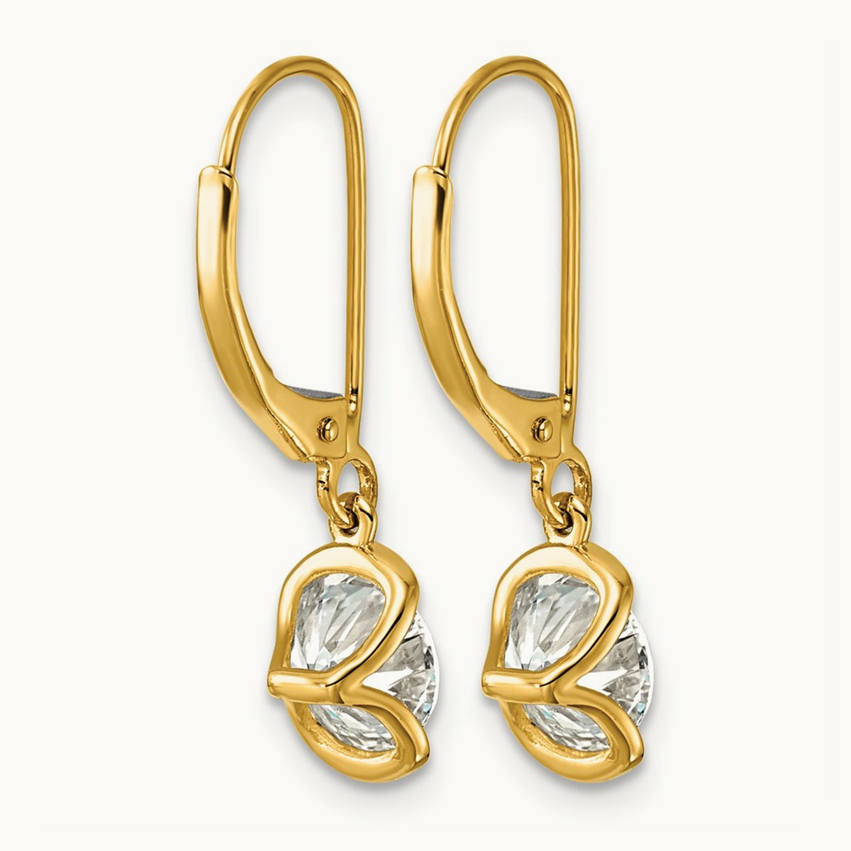 Round Half Bezel Set Leverback Earrings, 2.00 ct tw Lab-Grown Diamond