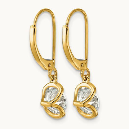 Round Half Bezel Set Leverback Earrings, 2.00 ct tw Lab-Grown Diamond
