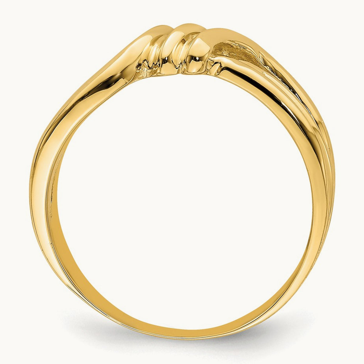 Polished Ribbed Band Ring, 14K