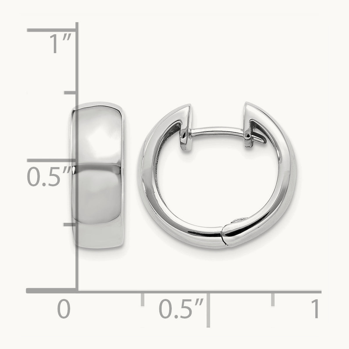 Round Hinged Hoop Earrings, 14K White Gold