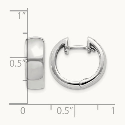 Round Hinged Hoop Earrings, 14K White Gold