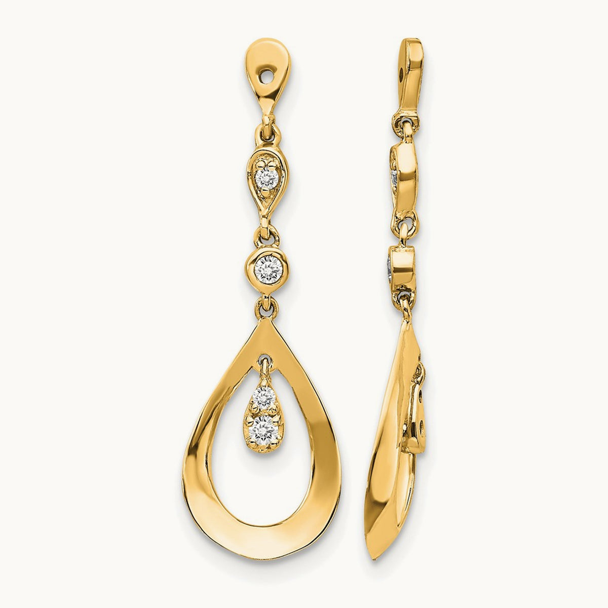 Teardrop Dangle Diamond Earring Jackets — 14K Yellow Gold