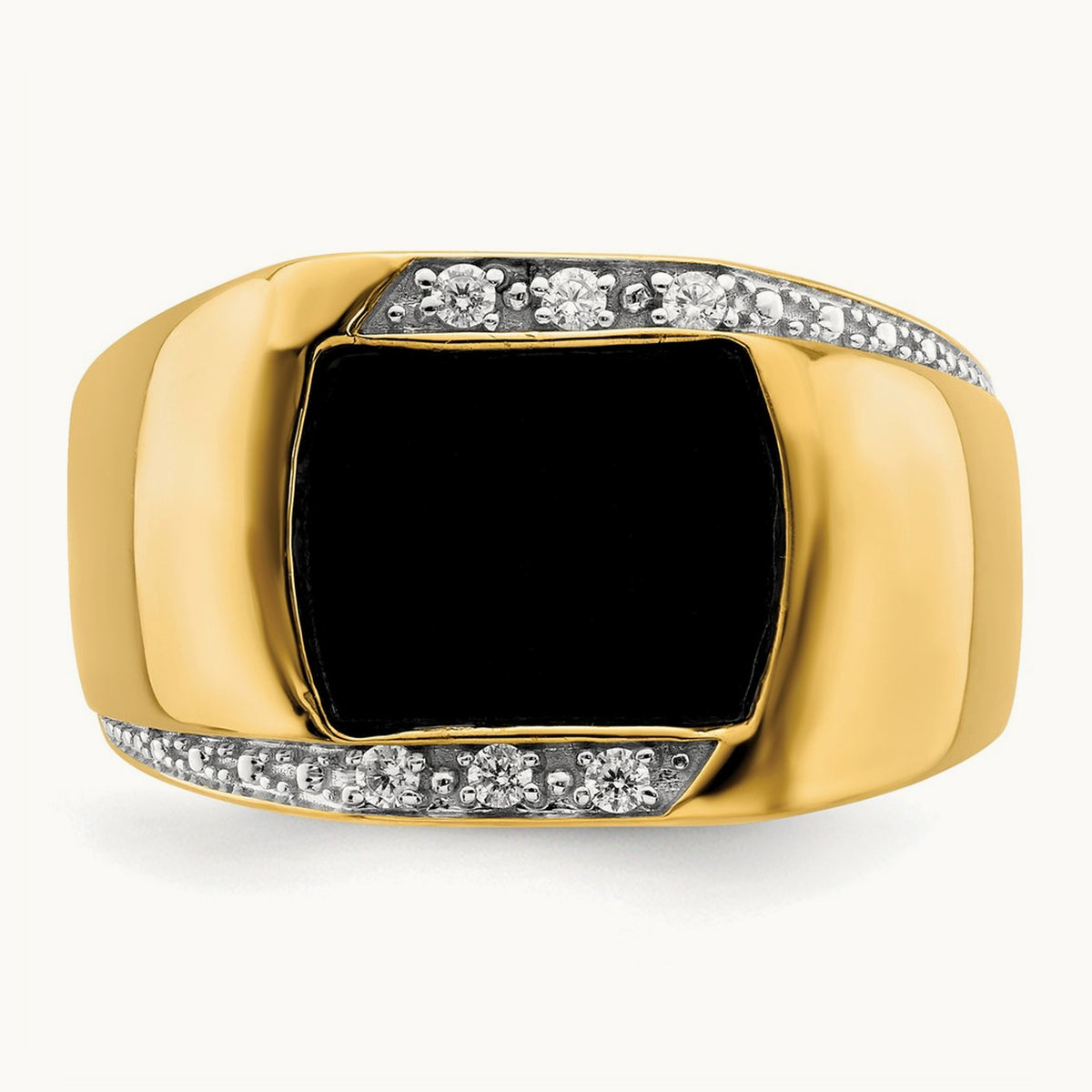 Onyx and Diamond Mens Ring, 14K