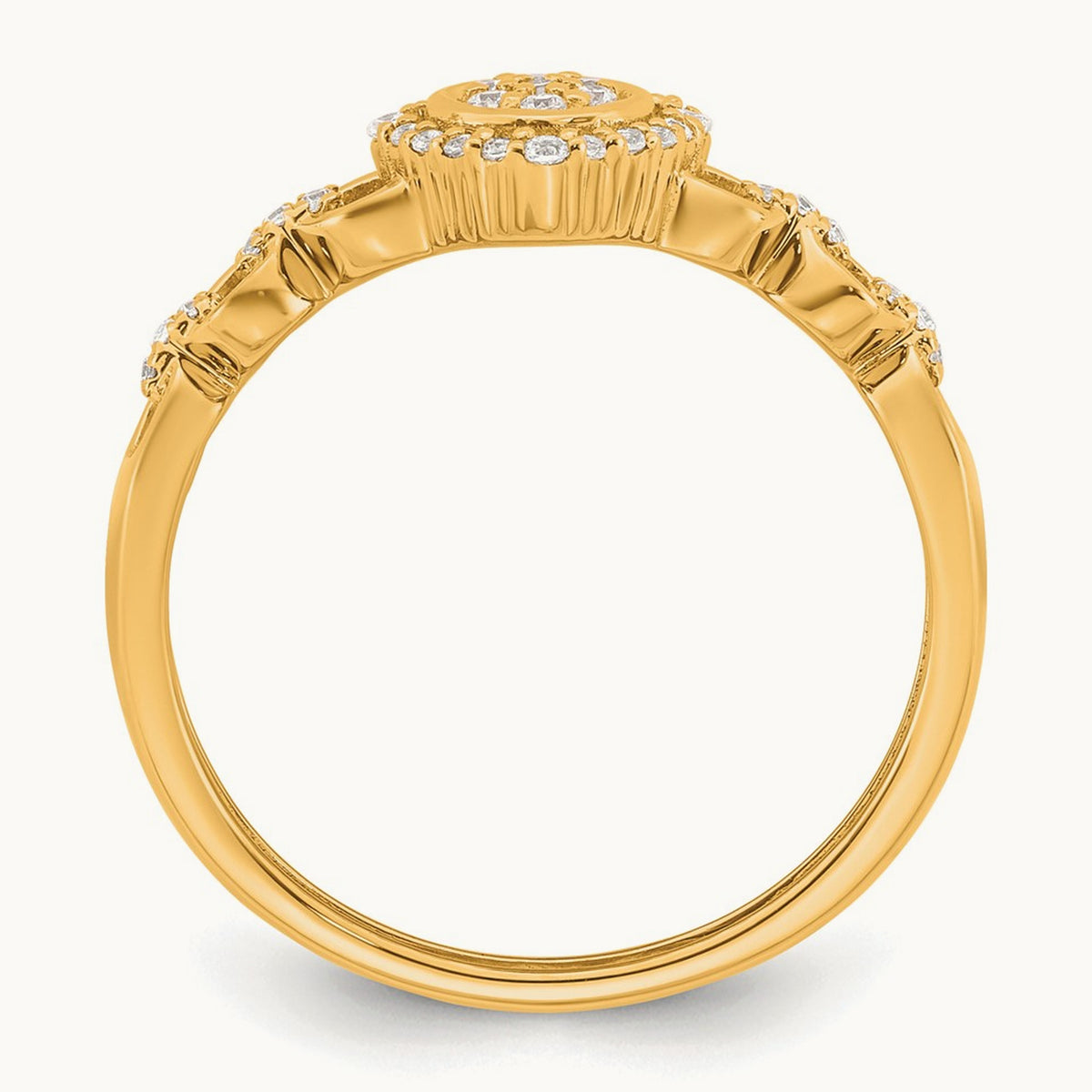 Complete Diamond Round Cluster Halo Engagement Ring — 14K Yellow Gold