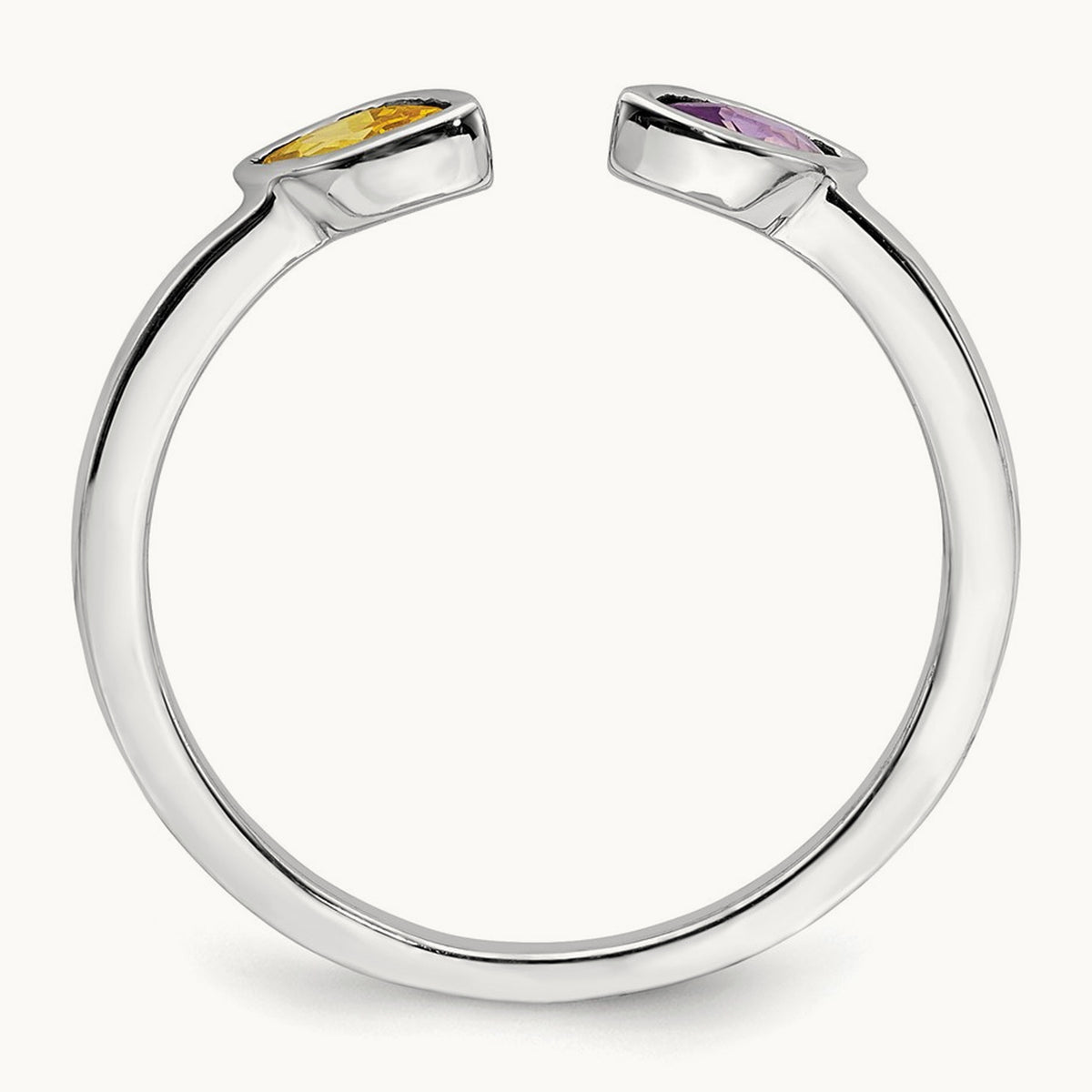 Marquise Amethyst and Citrine Ring, 14K White Gold