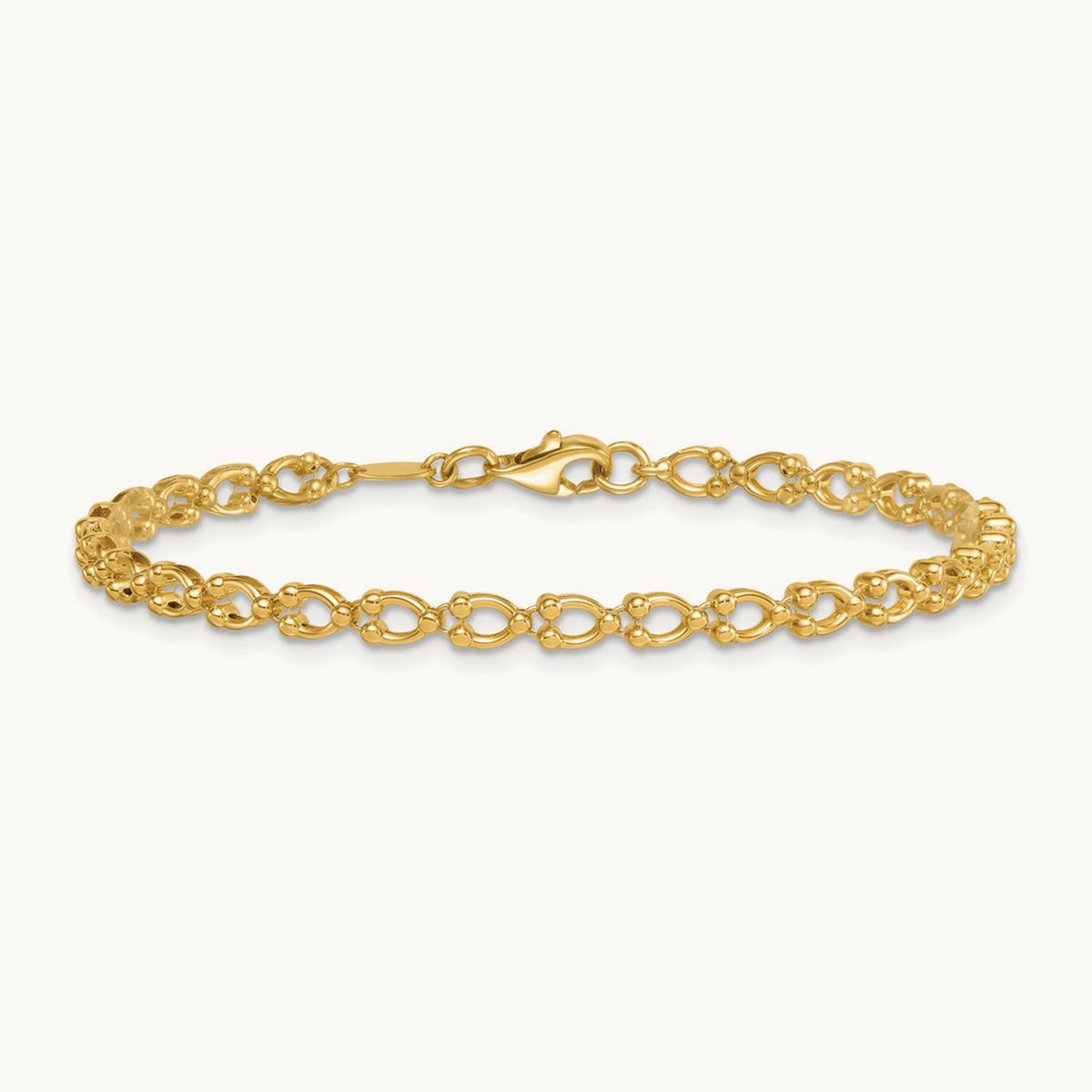Polished Fancy Link 7in Bracelet, 14K