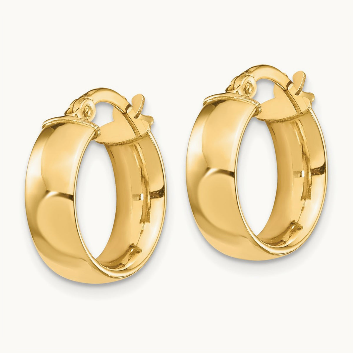 High Polished Hoop Earrings — 14K Yellow Gold