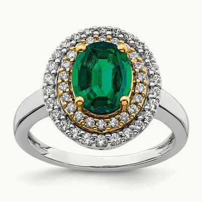 Created Emerald Fashion Ring, 0.50 ct tw Lab-Grown Diamond