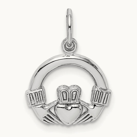 Claddagh Charm, 14K White Gold