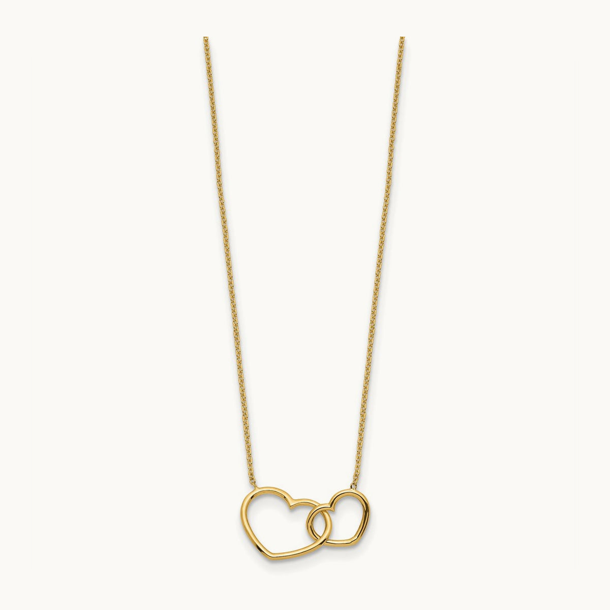 Polished Double Heart Necklace, 14K
