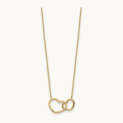 Polished Double Heart Necklace, 14K