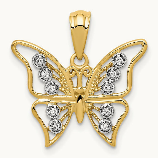 Diamond Butterfly Pendant, 14K with Rhodium