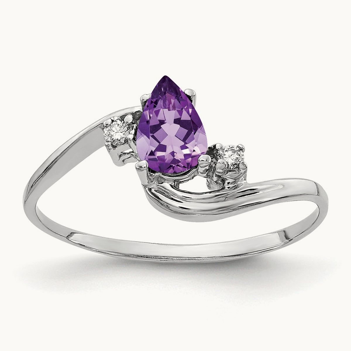 Pear Amethyst AA Diamond ring — photo set