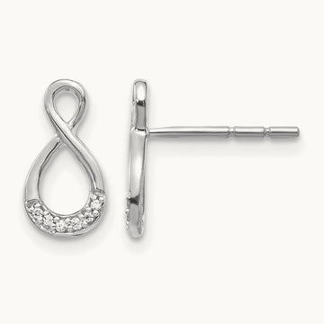 Diamond Twisted Post Earrings, 14K White Gold