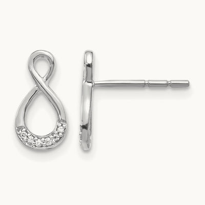 Diamond Twisted Post Earrings, 14K White Gold