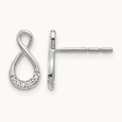 Diamond Twisted Post Earrings, 14K White Gold